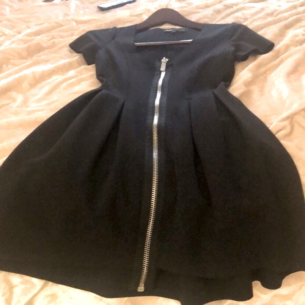 Maje Women’s Datypic Black Zipper Fitted Flare Mini  Dress Size 1 Small